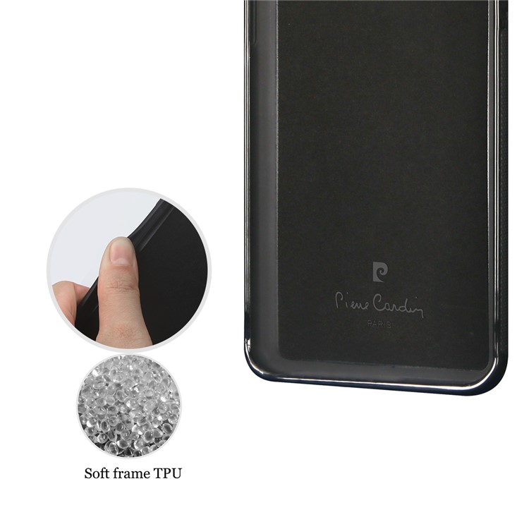 PIERRE CARDIN Genuine Leather Coated TPU Mobile Phone Case for Samsung Galaxy S9+ SM-G965 - Brown-5