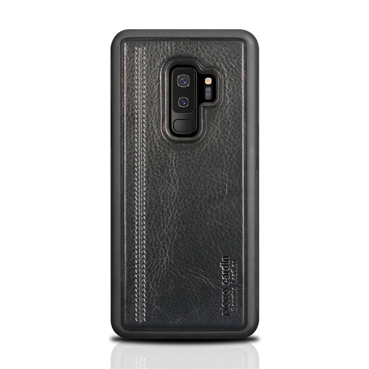 PIERRE CARDIN Genuine Leather Coated TPU Mobile Phone Case for Samsung Galaxy S9+ SM-G965 - Brown-6
