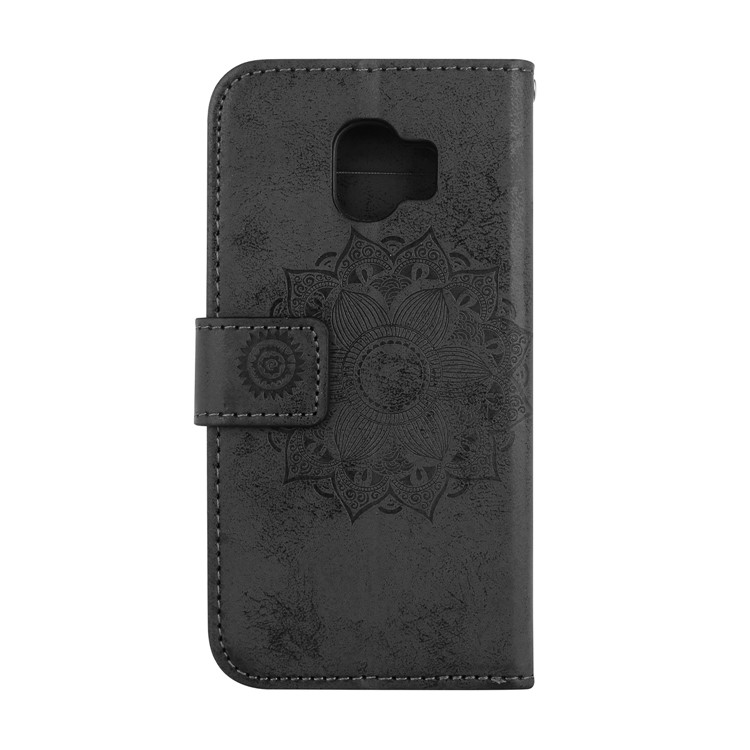 Imprint Mandala Flower PU Leather Wallet Flip Protective Casing for Samsung Galaxy J2 Pro 2018 - Black-3