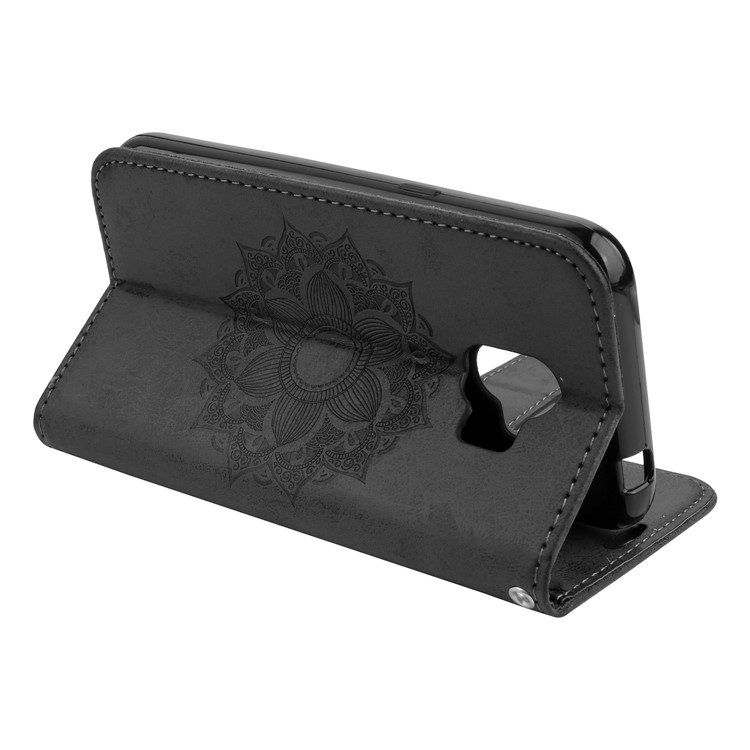 Imprint Mandala Flower PU Leather Wallet Flip Protective Casing for Samsung Galaxy J2 Pro 2018 - Black-6