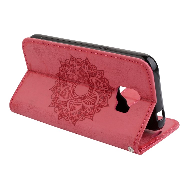 Imprint Mandala Flower PU Leather Wallet Flip Protective Case for Samsung Galaxy J2 Pro 2018 - Red-6
