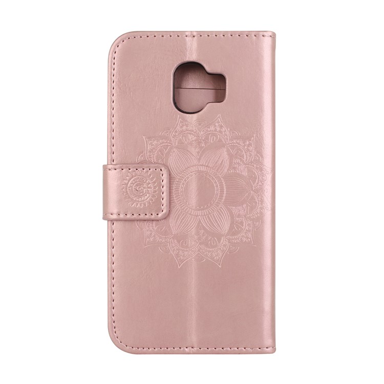 Imprint Mandala Flower PU Leather Wallet Flip Protective Cover for Samsung Galaxy J2 Pro 2018 - Rose Gold-3