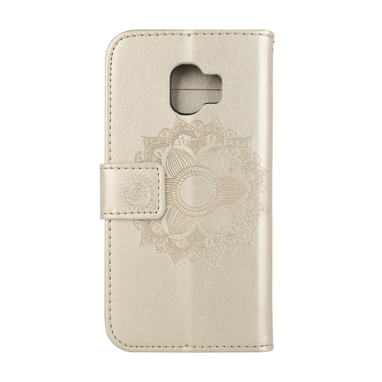 Imprint Mandala Flower PU Leather Wallet Flip Protective Shell for Samsung Galaxy J2 Pro 2018 - Gold-3