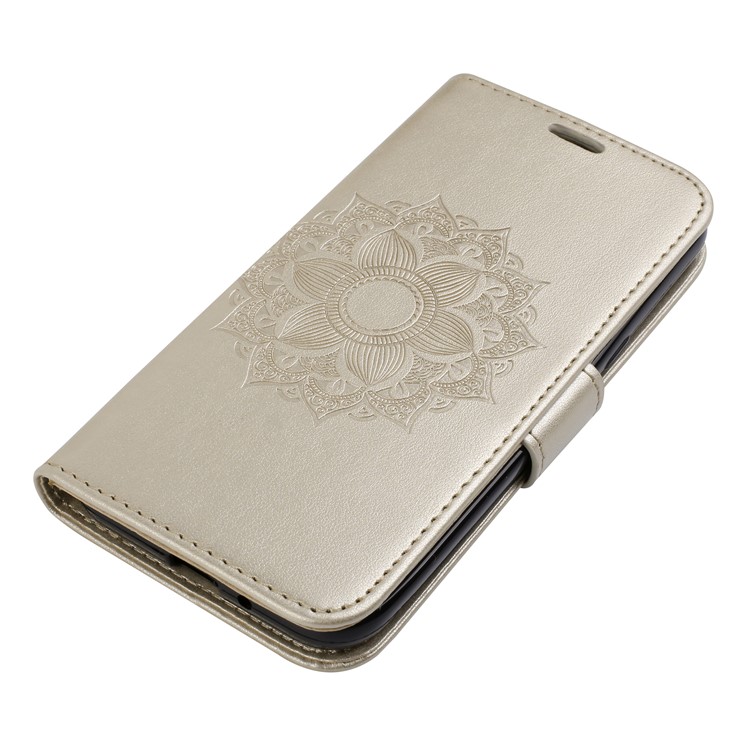 Imprint Mandala Flower PU Leather Wallet Flip Protective Shell for Samsung Galaxy J2 Pro 2018 - Gold-4