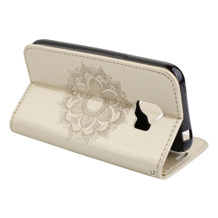 Imprint Mandala Flower PU Leather Wallet Flip Protective Shell for Samsung Galaxy J2 Pro 2018 - Gold-6