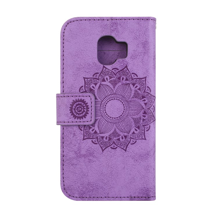 Imprint Mandala Flower PU Leather Wallet Flip Protective Casing Cover for Samsung Galaxy J2 Pro 2018 - Purple-3