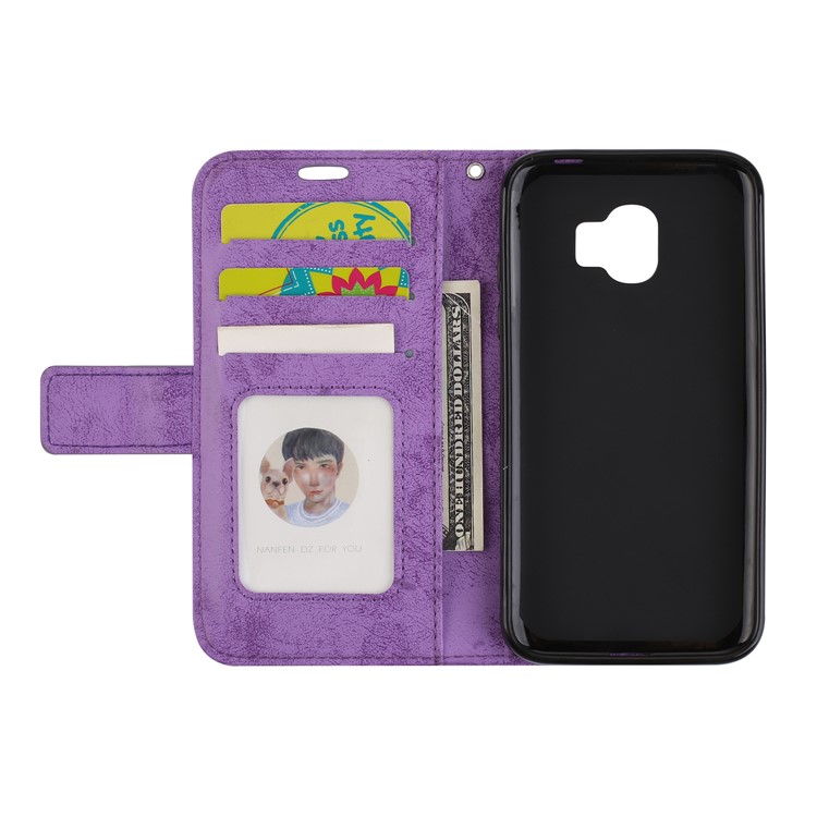 Imprint Mandala Flower PU Leather Wallet Flip Protective Casing Cover for Samsung Galaxy J2 Pro 2018 - Purple-7