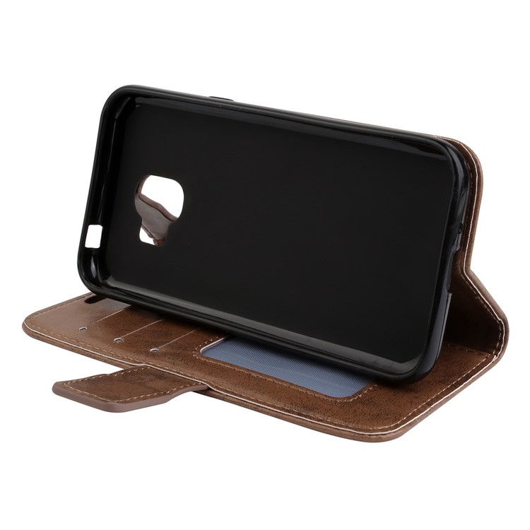 Imprint Mandala Flower PU Leather Wallet Flip Phone Case for Samsung Galaxy J2 Pro 2018 - Brown-5
