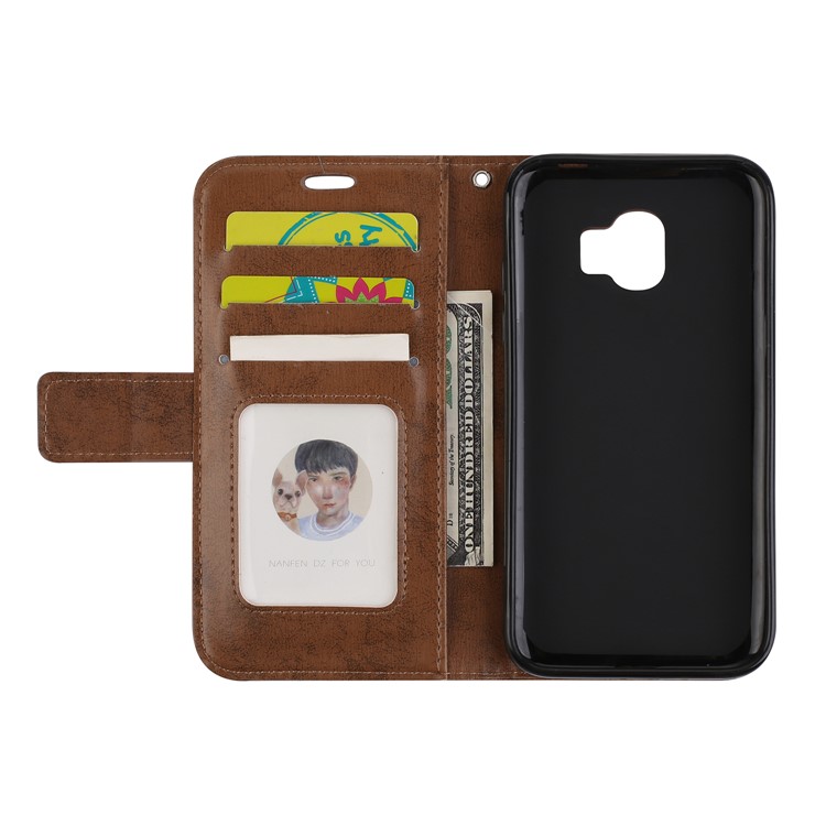 Imprint Mandala Flower PU Leather Wallet Flip Phone Case for Samsung Galaxy J2 Pro 2018 - Brown-7