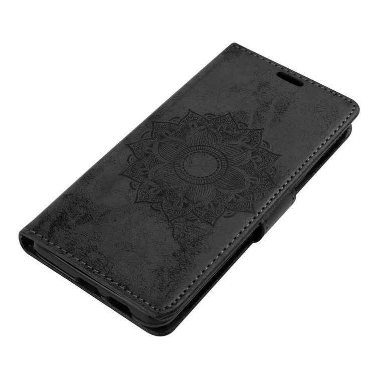 Imprint Mandala Flower Stand Wallet Leather Case for Samsung Galaxy A8 (2018) - Black-4