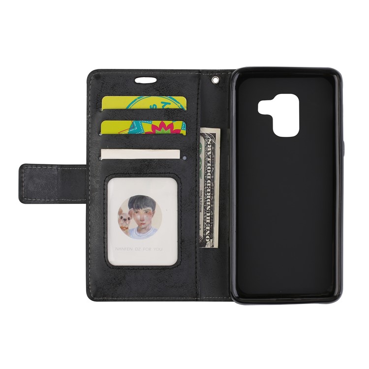 Imprint Mandala Flower Stand Wallet Leather Case for Samsung Galaxy A8 (2018) - Black-7