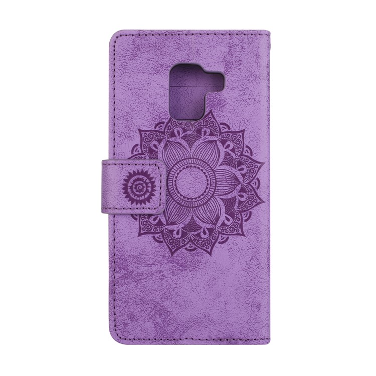 Отпечаток Mandala Flower Кошелек Кожаный Чехол Для Samsung Galaxy A8 (2018) - Пурпурный-3
