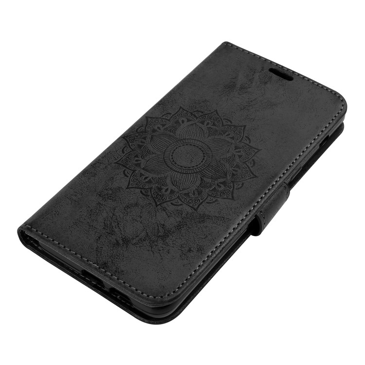 Imprint Mandala Flower Stand Wallet Leather Case for Samsung Galaxy A8+ (2018) - Black-4