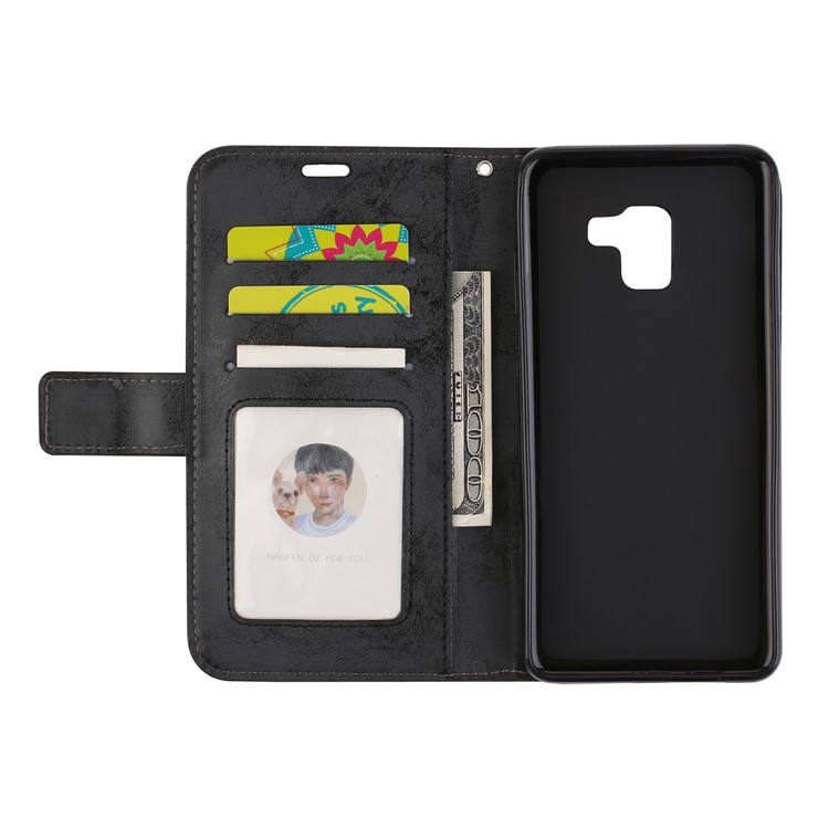 Imprint Mandala Flower Stand Wallet Leather Case for Samsung Galaxy A8+ (2018) - Black-7
