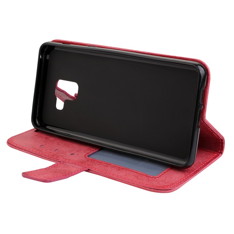 Imprint Mandala Flower Stand Wallet Leather Cover Accessory for Samsung Galaxy A8 Plus (2018) - Rose-5