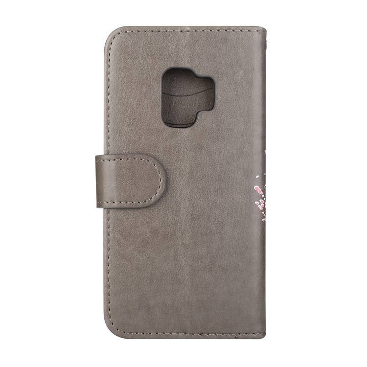 Glittery Flamingo Pattern Leather Magnetic Case for Samsung Galaxy S9 G960 - Grey-3