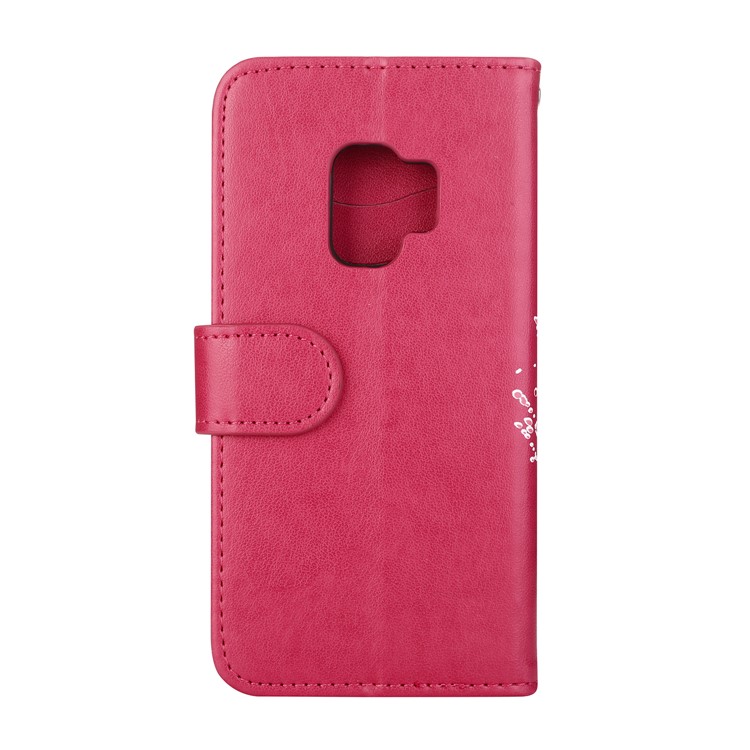 Glittery Flamingo Pattern Leather Magnetic Casing for Samsung Galaxy S9 G960 - Rose-3