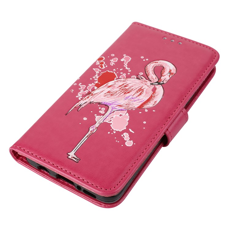 Glittery Flamingo Pattern Leather Magnetic Casing for Samsung Galaxy S9 G960 - Rose-4