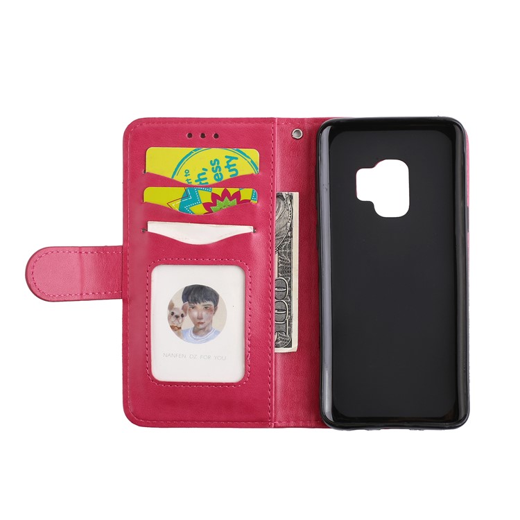 Glittery Flamingo Pattern Leather Magnetic Casing for Samsung Galaxy S9 G960 - Rose-7