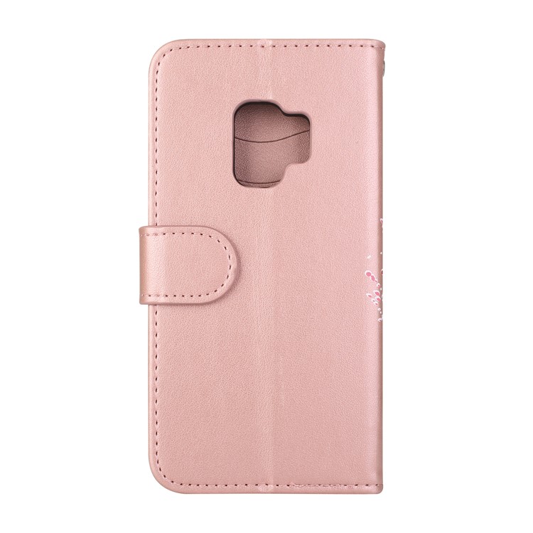 Glittery Flamingo Pattern Leather Magnetic Casing Cover for Samsung Galaxy S9 G960 - Rose Gold-3