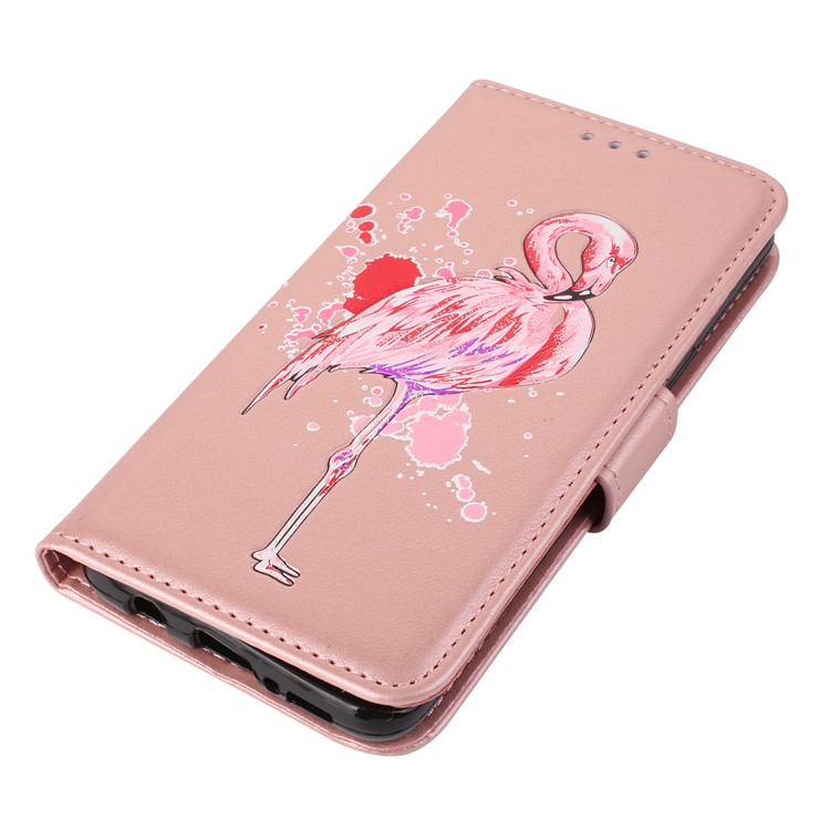 Glittery Flamingo Pattern Leather Magnetic Casing Cover for Samsung Galaxy S9 G960 - Rose Gold-4