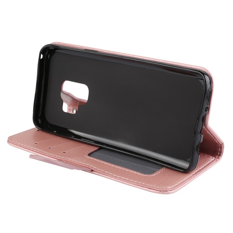 Glittery Flamingo Pattern Leather Magnetic Casing Cover for Samsung Galaxy S9 G960 - Rose Gold-5