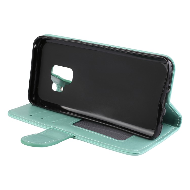 Glittery Flamingo Pattern Leather Magnetic Shell for Samsung Galaxy S9 G960 - Cyan-5