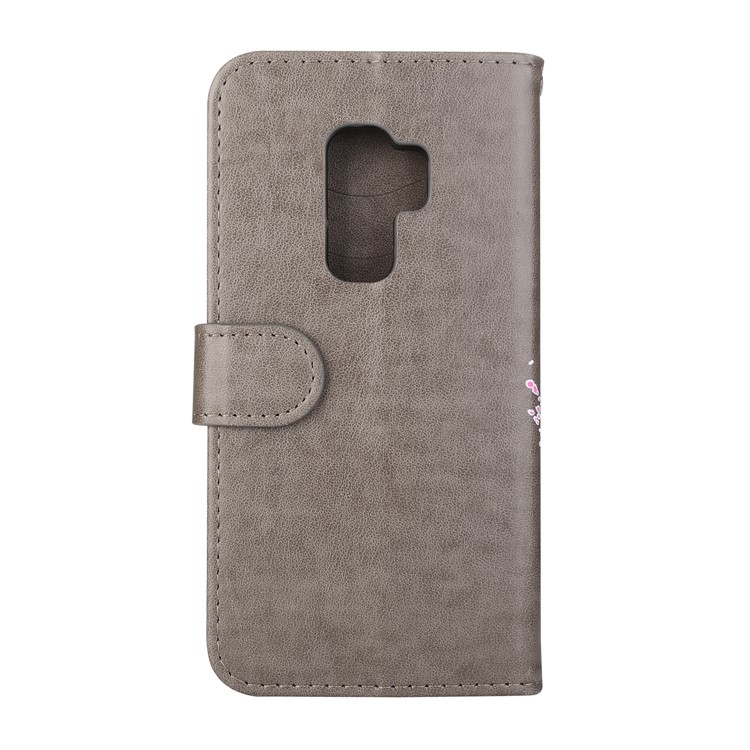 Glittery Flamingo Pattern Leather Magnetic Phone Cover for Samsung Galaxy S9 Plus SM-G965 - Grey-5