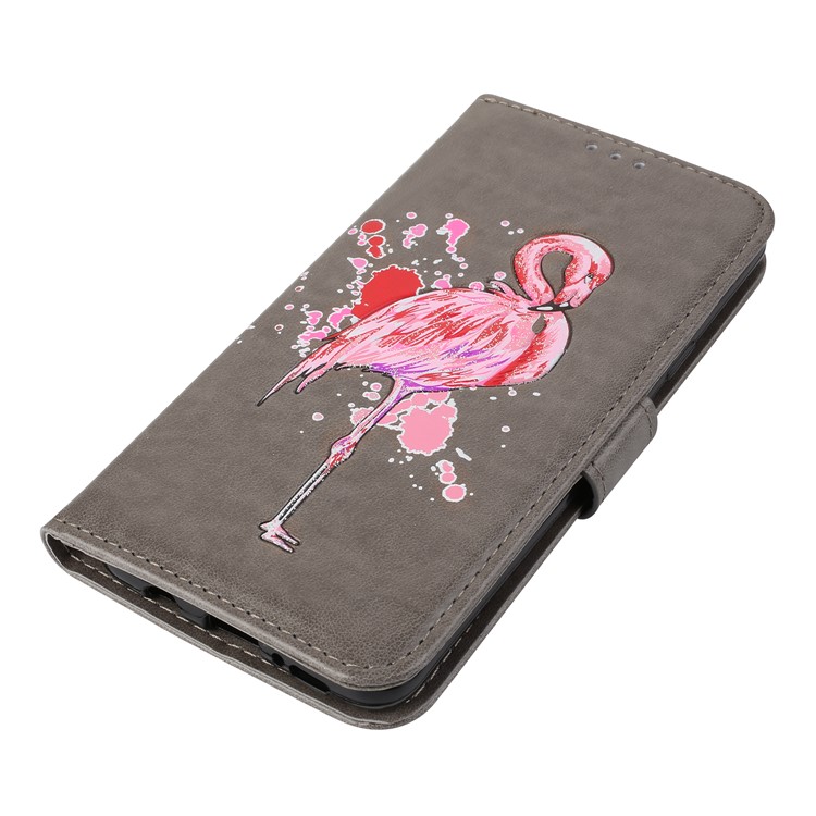 Glittery Flamingo Pattern Leather Magnetic Phone Cover for Samsung Galaxy S9 Plus SM-G965 - Grey-7