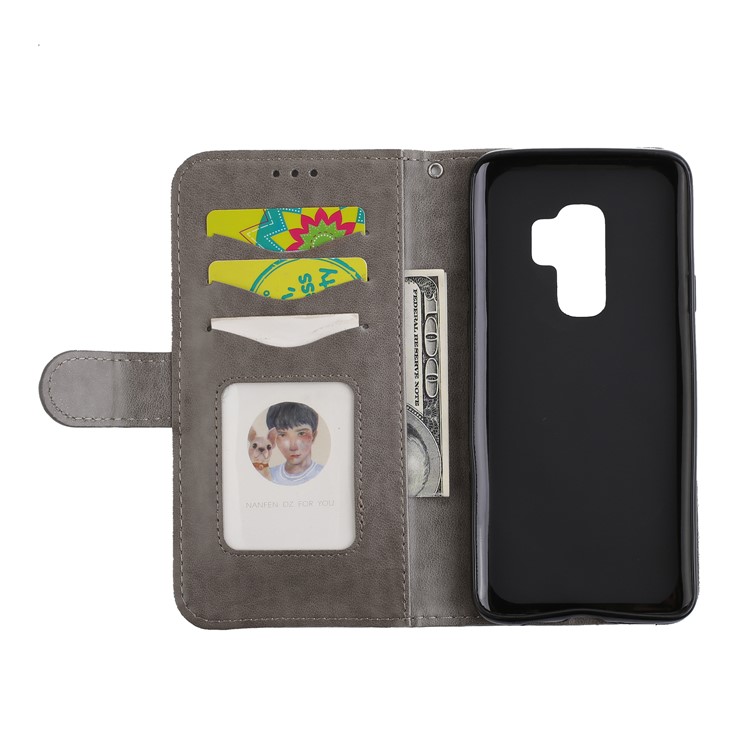 Glittery Flamingo Pattern Leather Magnetic Phone Cover for Samsung Galaxy S9 Plus SM-G965 - Grey-13