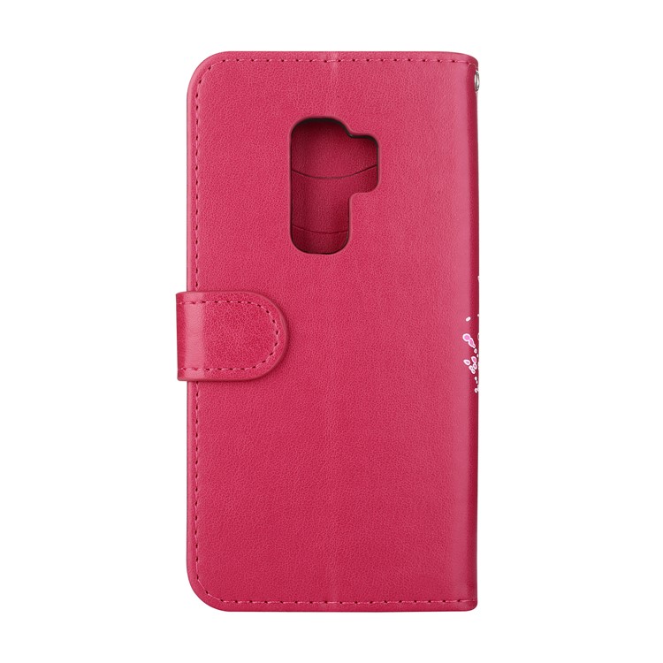 Glittery Flamingo Pattern Leather Magnetic Phone Casing Cover for Samsung Galaxy S9 Plus SM-G965 - Rose-5