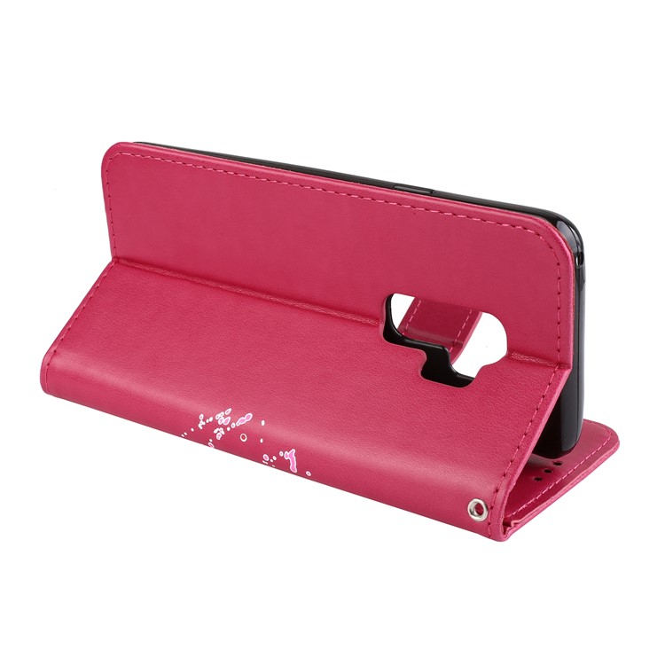 Glittery Flamingo Pattern Leather Magnetic Phone Casing Cover for Samsung Galaxy S9 Plus SM-G965 - Rose-11