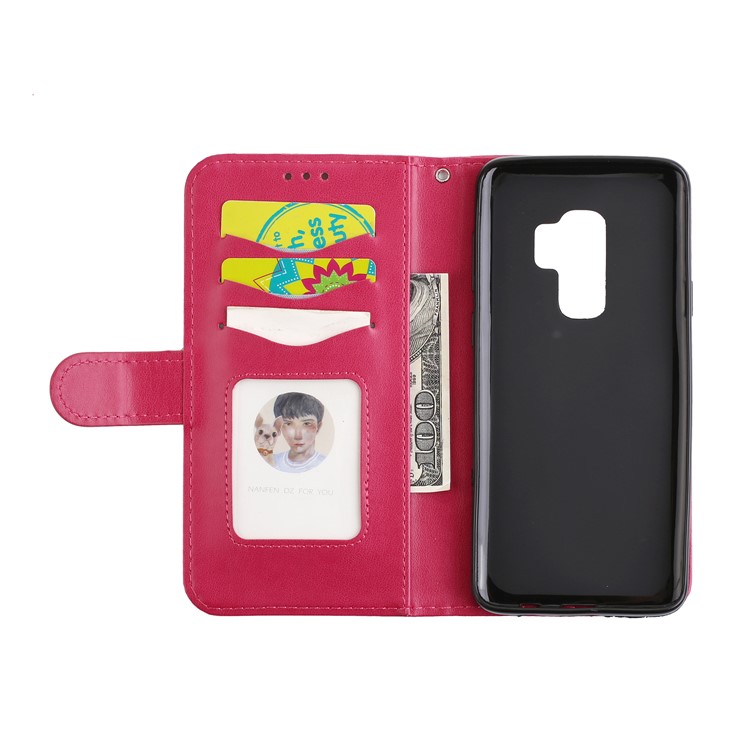 Glittery Flamingo Pattern Leather Magnetic Phone Casing Cover for Samsung Galaxy S9 Plus SM-G965 - Rose-13
