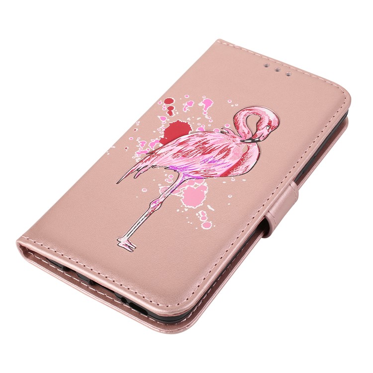 Glittery Flamingo Pattern Leather Magnetic Phone Case for Samsung Galaxy S9 Plus SM-G965 - Rose Gold-7