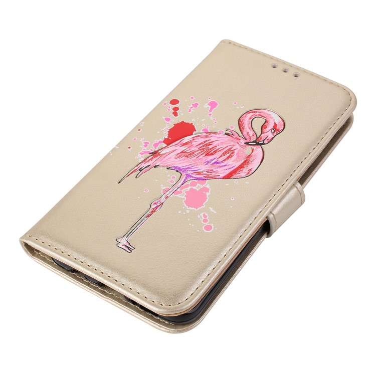 Glittery Flamingo Pattern Leather Magnetic Phone Accessory Cover for Samsung Galaxy S9 Plus SM-G965 - Gold-7