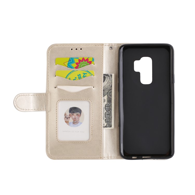 Glittery Flamingo Pattern Leather Magnetic Phone Accessory Cover for Samsung Galaxy S9 Plus SM-G965 - Gold-13