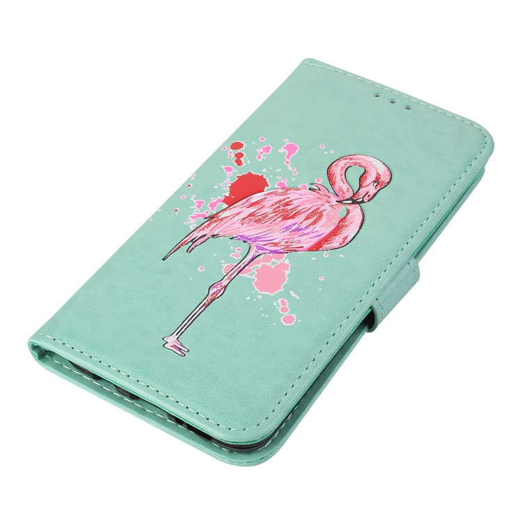 Glittery Flamingo Pattern Leather Magnetic Phone Accessory Case for Samsung Galaxy S9 Plus SM-G965 - Cyan-7