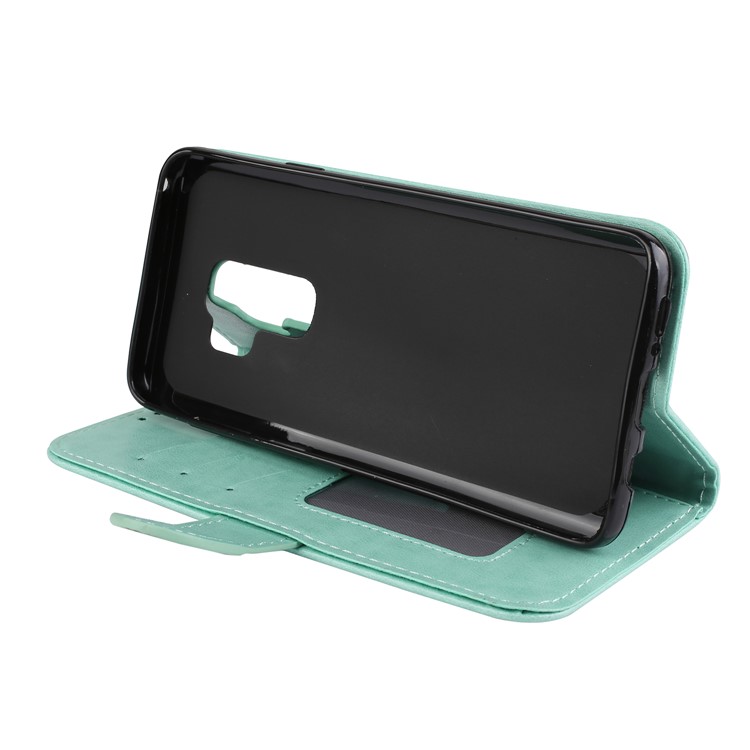 Glittery Flamingo Pattern Leather Magnetic Phone Accessory Case for Samsung Galaxy S9 Plus SM-G965 - Cyan-9
