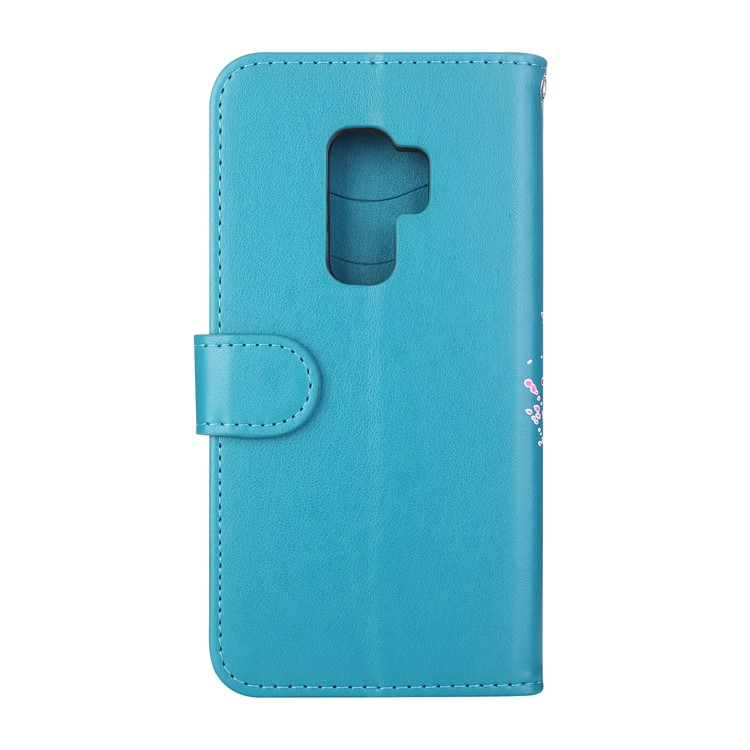 Glittery Flamingo Pattern Leather Magnetic Phone Shell for Samsung Galaxy S9 Plus SM-G965 - Blue-5