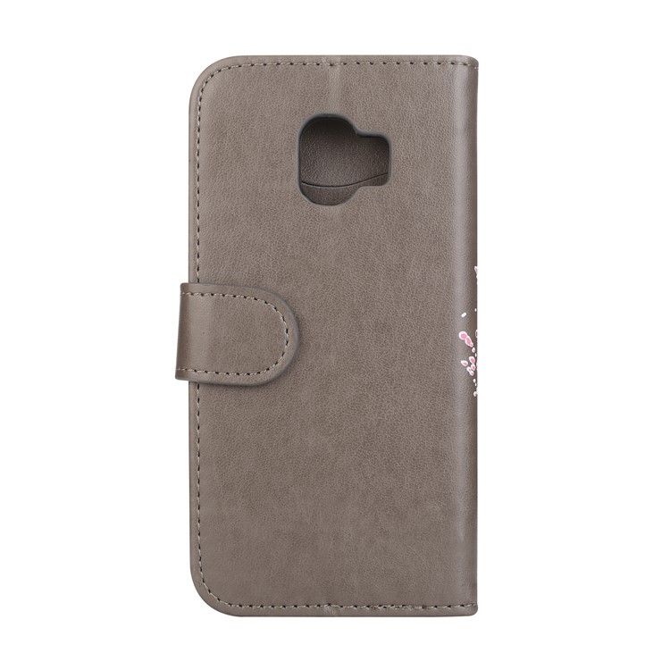 Glittery Flamingo Pattern Leather Magnetic Casing for Samsung Galaxy J2 Pro 2018 - Grey-3