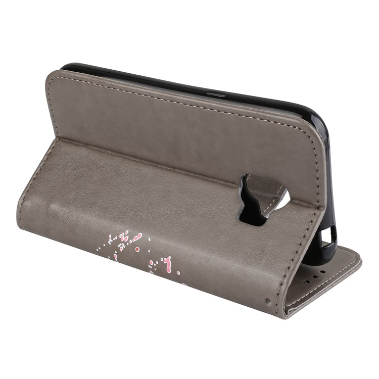 Glittery Flamingo Pattern Leather Magnetic Casing for Samsung Galaxy J2 Pro 2018 - Grey-6