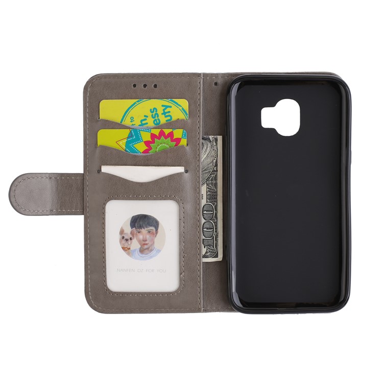 Glittery Flamingo Pattern Leather Magnetic Casing for Samsung Galaxy J2 Pro 2018 - Grey-7