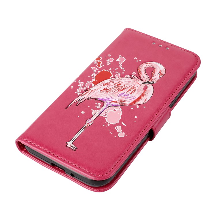 Glittery Flamingo Pattern Leather Magnetic Case for Samsung Galaxy J2 Pro 2018 - Rose-4