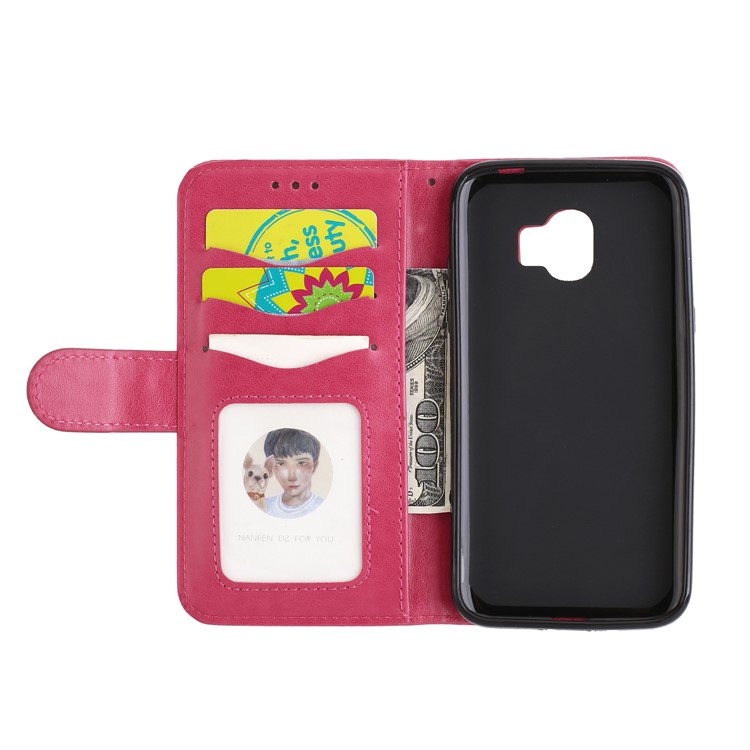 Glittery Flamingo Pattern Leather Magnetic Case for Samsung Galaxy J2 Pro 2018 - Rose-7