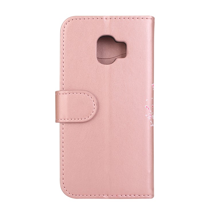 Glittery Flamingo Pattern Leather Magnetic Cover for Samsung Galaxy J2 Pro 2018 - Rose Gold-3