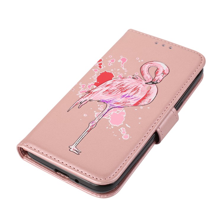 Glittery Flamingo Pattern Leather Magnetic Cover for Samsung Galaxy J2 Pro 2018 - Rose Gold-4