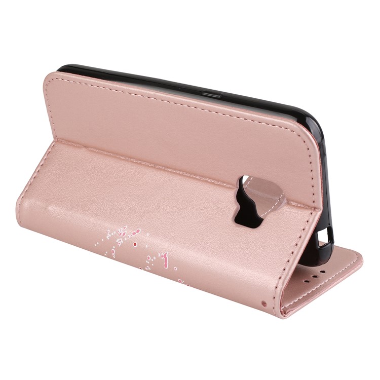 Glittery Flamingo Pattern Leather Magnetic Cover for Samsung Galaxy J2 Pro 2018 - Rose Gold-6