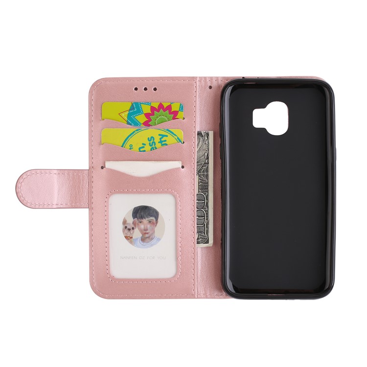 Glittery Flamingo Pattern Leather Magnetic Cover for Samsung Galaxy J2 Pro 2018 - Rose Gold-7