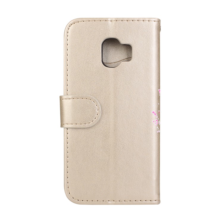 Glittery Flamingo Pattern Leather Magnetic Casing Shell for Samsung Galaxy J2 Pro 2018 - Gold-3
