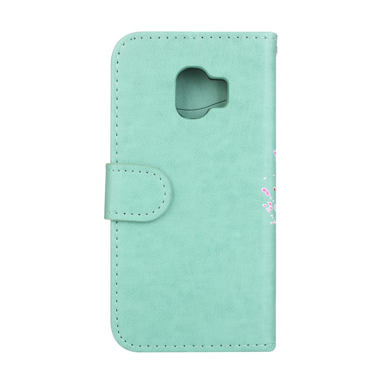 Glittery Flamingo Pattern Leather Magnetic Phone Case for Samsung Galaxy J2 Pro 2018 - Cyan-3